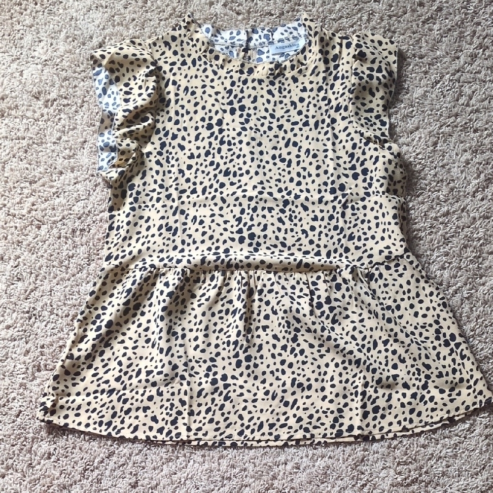 Leopard Print Ruffle Sleeve Dress